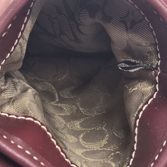 Y2K Coach Soho Bordeaux Burgundy Suede Leather Brass Pouch Wristlet Wallet 00s - Picture 7 of 14